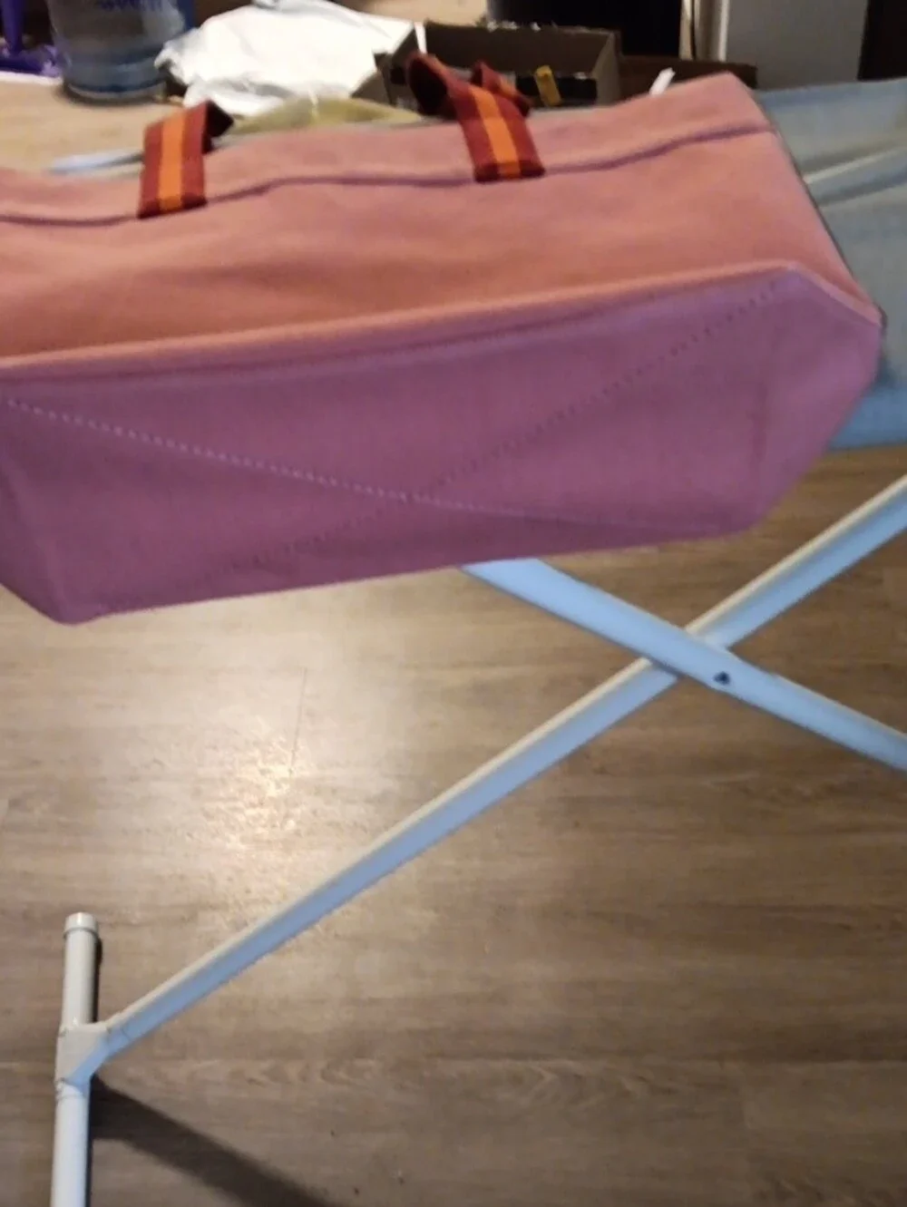 COACH Pink Canvas Tote Bag with Striped Handles